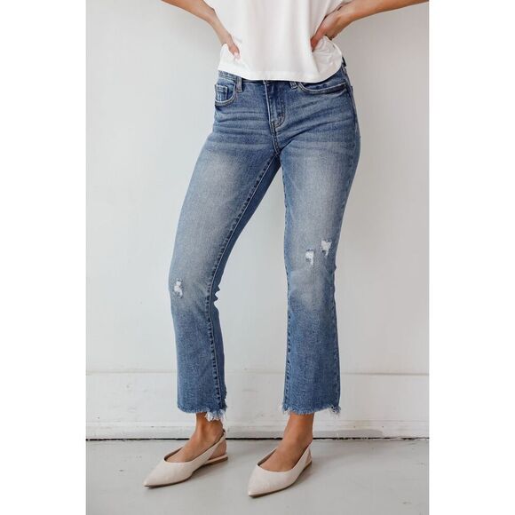 Flying Monkey WomensMedium Wash High Rise Ankle Bootcut Jeans Sz 28 NEW